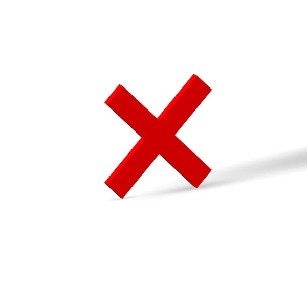 Rode kruis vinkje teken. Vectorkeuze teken. 3d illustratie met zachte schaduw — Stockvector
