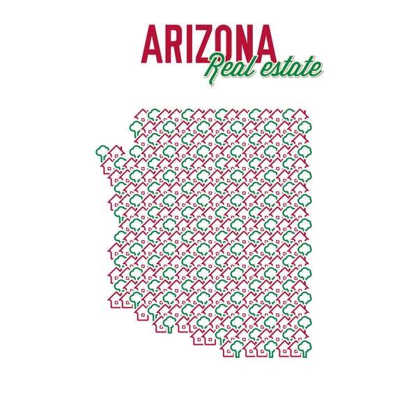 Arizona real estate properties map. Text design. Arizona US state realty concept. Vector illustration — Stock Vector