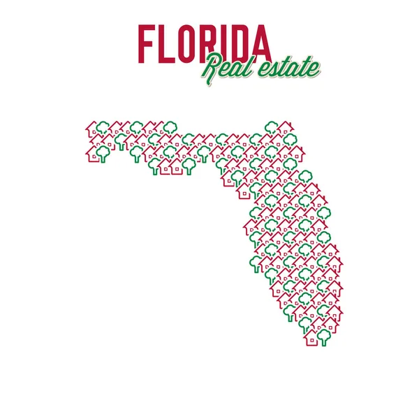 佛罗里达地产地图。 文字设计。 佛罗里达州我们州真实的概念。 矢量说明 — 图库矢量图片