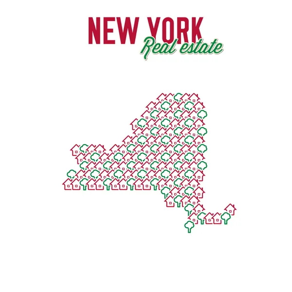 New York real estate properties map. Text design. New York US state realty concept. Vector illustration — Stock Vector