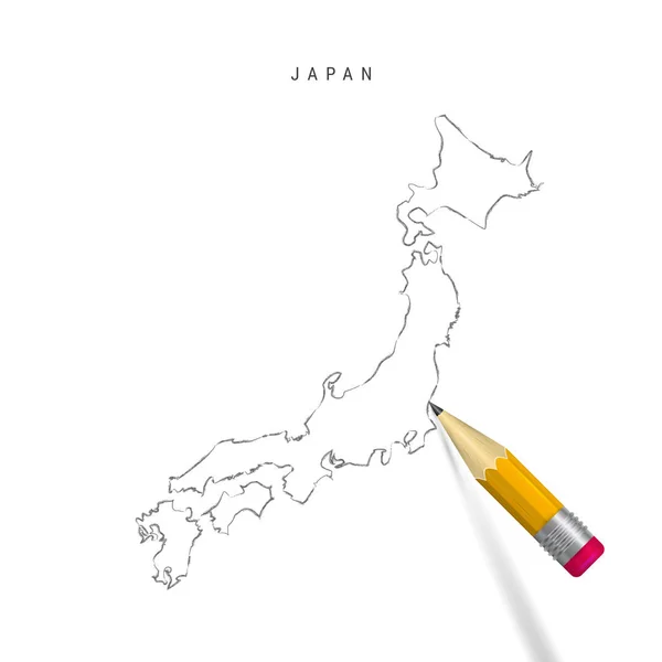 Japan freehand sketch outline vector map isolated on white background — Stok Vektör