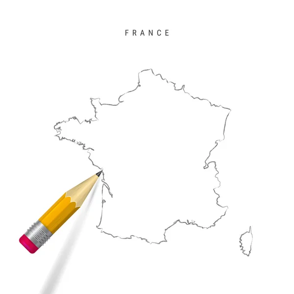 France esquisse à main levée carte vectorielle isolée sur fond blanc — Image vectorielle