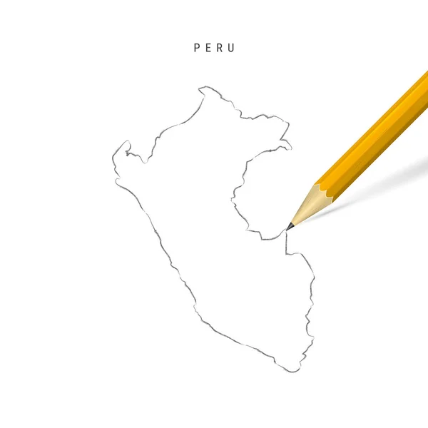 Peru freehand sketch outline vector map isolated on white background — Stock Vector