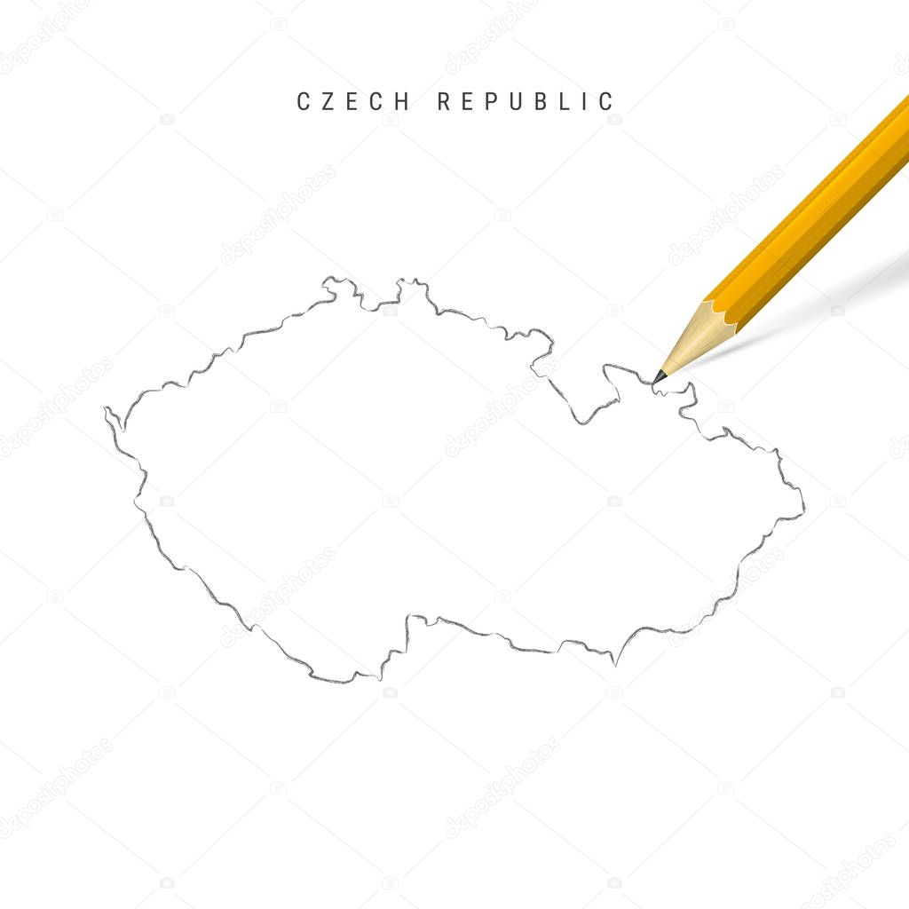 Czech Republic freehand sketch outline vector map isolated on white background