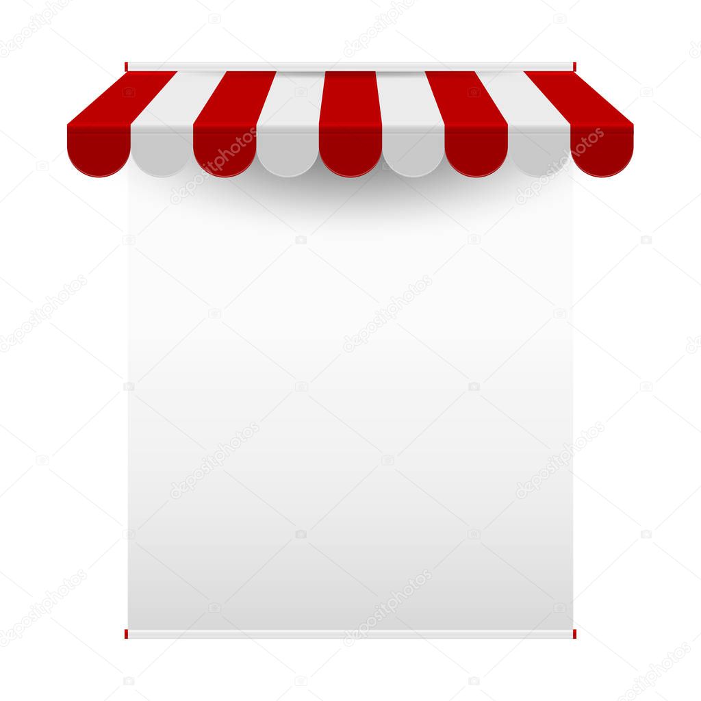 Download Announcement Textile Banner Mockup Commercial Vector Awning Market Cafe Or Restaurant Desing Element Promo Design Template Striped Awning Isolated On White Background Premium Vector In Adobe Illustrator Ai Ai PSD Mockup Templates