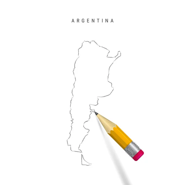 Argentina freehand pencil sketch outline vector map isolated on white background — ストックベクタ