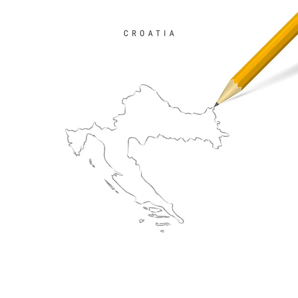 Croatia freehand pencil sketch outline vector map isolated on white background — 图库矢量图片