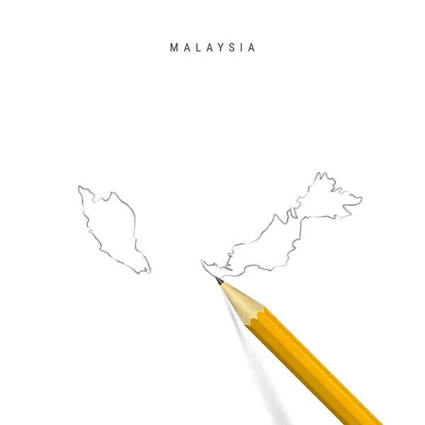 Malasia dibujo a mano alzada esquema mapa vectorial aislado sobre fondo blanco — Archivo Imágenes Vectoriales