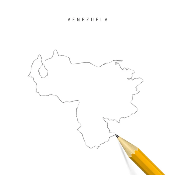 Venezuela Freihand-Bleistift-Skizze Umrisse Vektorkarte isoliert auf weißem Hintergrund — Stockvektor