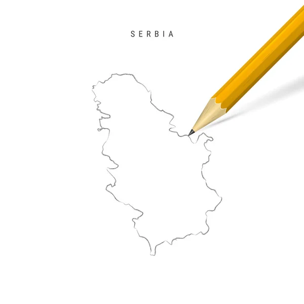 Serbia dibujo a mano alzada esquema mapa vectorial aislado sobre fondo blanco — Archivo Imágenes Vectoriales