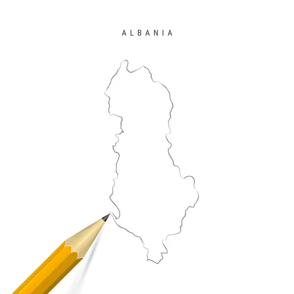 Albania a mano alzada lápiz bosquejo esquema mapa vectorial aislado sobre fondo blanco — Archivo Imágenes Vectoriales