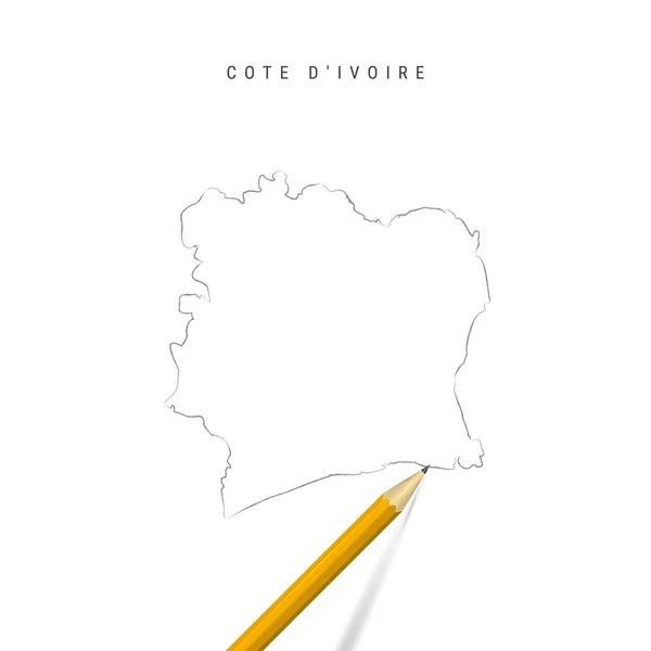Cote d 'Evoire szabadkézi ceruza vázlat vázlat vektor térkép elszigetelt fehér háttér — Stock Vector