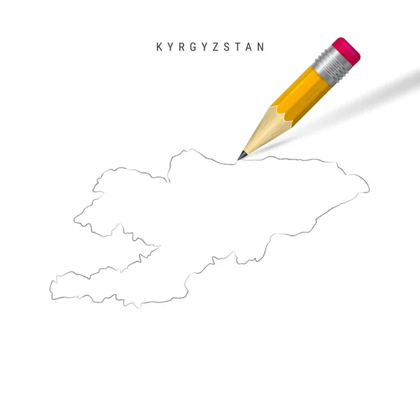 Kyrgyzstán freehand tužka skica obrys vektorová mapa izolované na bílém pozadí — Stockový vektor