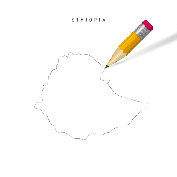 Etiopía lápiz a mano alzada bosquejo esquema mapa vectorial aislado sobre fondo blanco — Archivo Imágenes Vectoriales