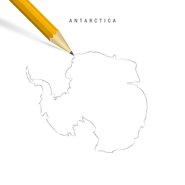 Antártida lápiz a mano alzada bosquejo esquema mapa vectorial aislado sobre fondo blanco — Archivo Imágenes Vectoriales
