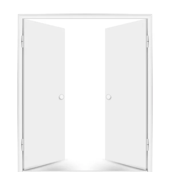 Otwarte drzwi podwójne izolowane na białym tle — Wektor stockowy