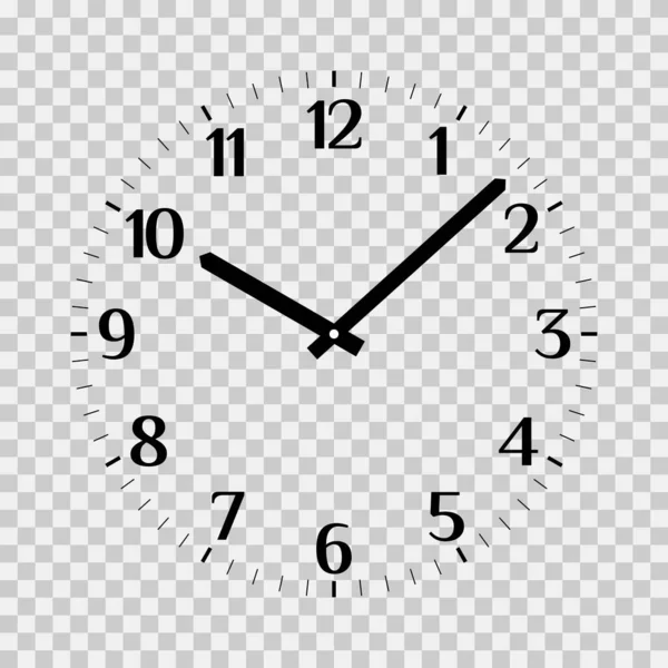 古典的な時計の顔ベクトルのモックアップ。アラビア数字で時間と分の手。オフィスクロックアイコンのデザインテンプレートを閉じる — ストックベクタ