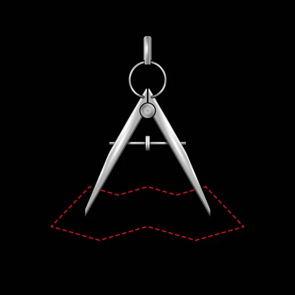 Zeichnen Kompass 3D realistisches Symbol. Vektorillustration — Stockvektor