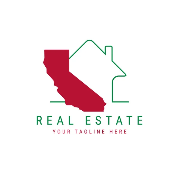 California Real Estate Vector Icon Home Line Icon Simple Map — Stock Vector