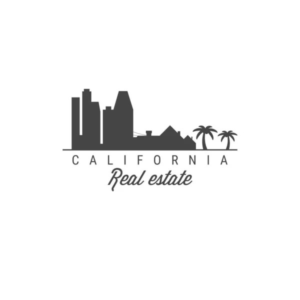 Ícone Vetor Imobiliário Califórnia Skyline Cidade Arranha Céus Subúrbios Silhueta —  Vetores de Stock