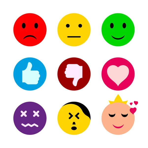 Emoticons, social media symbols set, flat style — 图库矢量图片