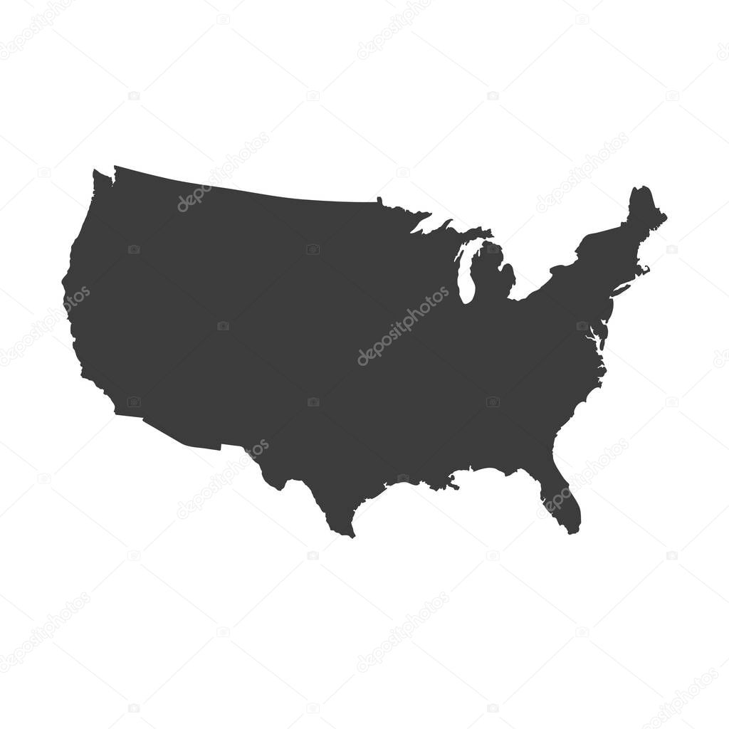 Detailed US map vector silhouette