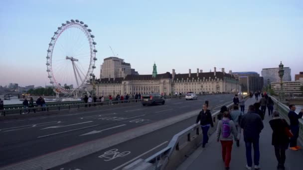 Westminster Köprüsü Londra Gözü Londra Sunset Haziran 2019 — Stok video