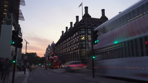 Timelapse Del Tráfico Centro Londres Atardecer Londres Reino Unido Junio — Vídeo de stock