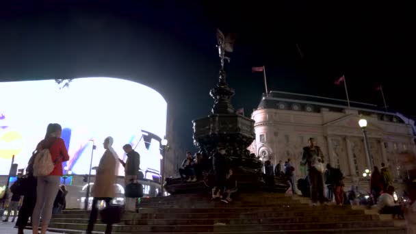 Movimento Timelapse Piccadilly Circus Noite Londres Reino Unido Junho 2019 — Vídeo de Stock