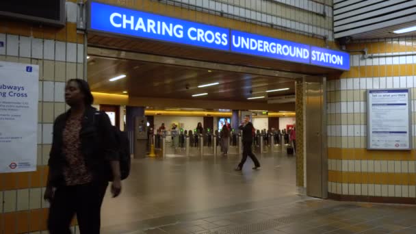 Charing Cross Underground Station Entrance London June 2019 — Stock Video