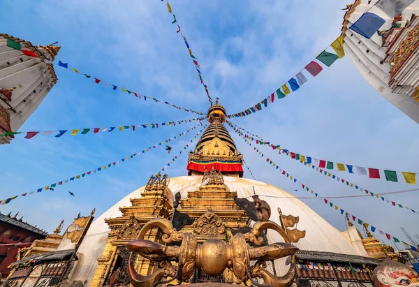 Swayambhunath Stupa Alias Monkey Temple Lever Soleil Katmandou Népal Site — Photo