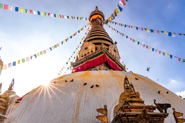 Swayambhunath Stupa Alias Monkey Temple Lever Soleil Katmandou Népal Site — Photo