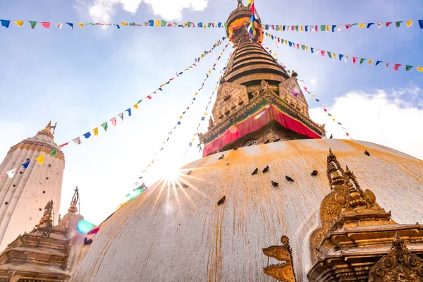 Swayambhunath Stupa Alias Monkey Temple Lever Soleil Katmandou Népal Site — Photo
