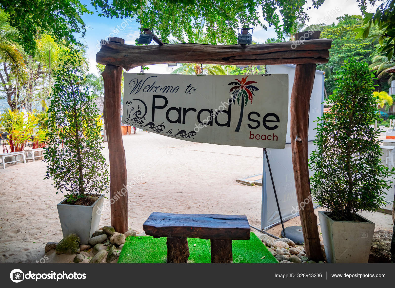 Paradise Beach Entrance Gate Phuket Thailand — Stock Photo © sirajstock