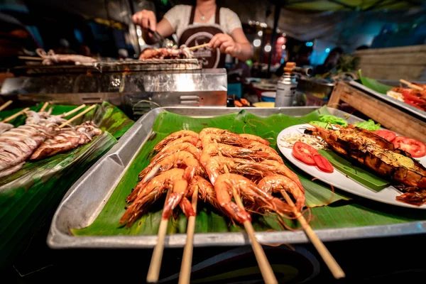 Morskie Jedzenie Krabi Walking Street Krabi Town Tajlandia — Zdjęcie stockowe