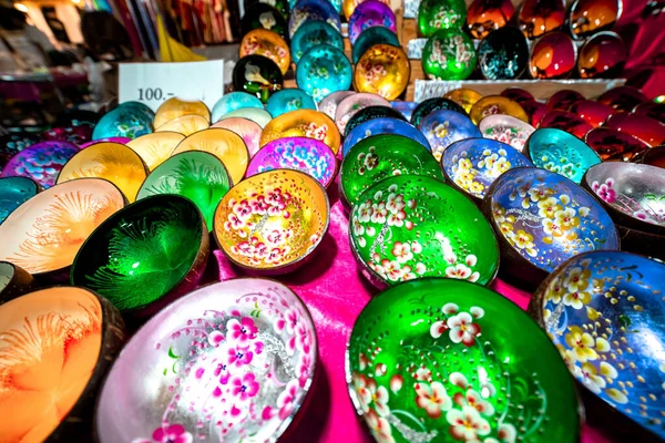 Traditional Colorful Bowls Put Display Sale Krabi Walking Street Krabi — 스톡 사진