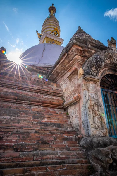 Szent Gompa Istenek Istennők Szobrai Ősi Buddhista Templom Kövére Vésve — Stock Fotó