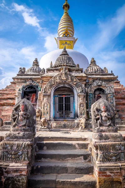 Szent Gompa Istenek Istennők Szobrai Ősi Buddhista Templom Kövére Vésve — Stock Fotó