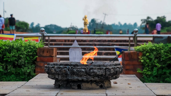 Eternal Peace Flame at Lumbini Premises in Nepal.