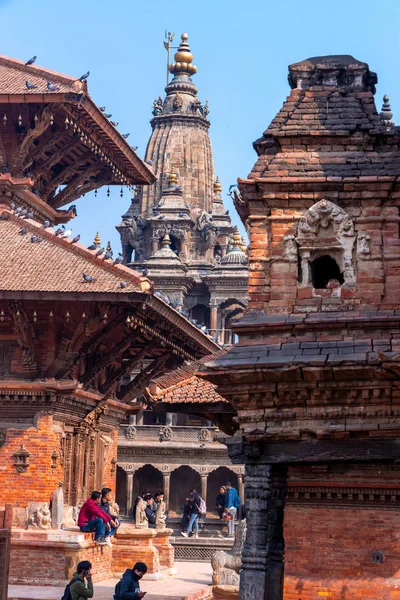 Kathmandu Nepál Února 2020 Starověké Chrámy Náměstí Patana Durbara Nepál — Stock fotografie