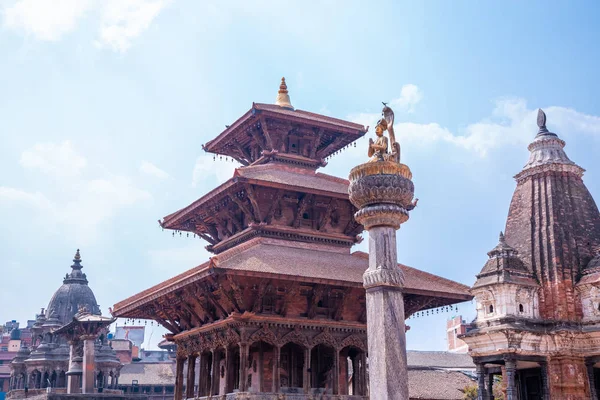 Starożytne Świątynie Placu Patan Durbar Nepal Światowe Dziedzictwo Unesco — Zdjęcie stockowe