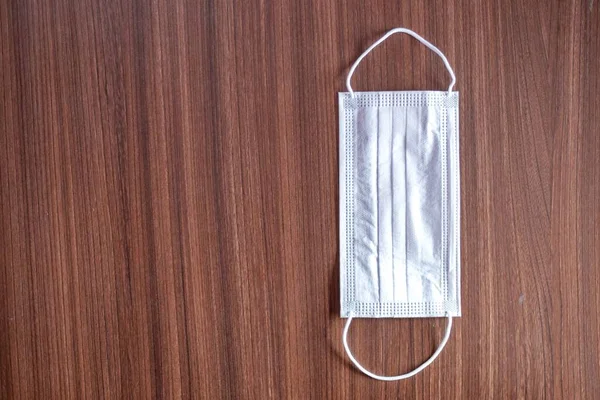 Surgical Paper Mask Disposable Paper Mask Placed Table — Fotografia de Stock