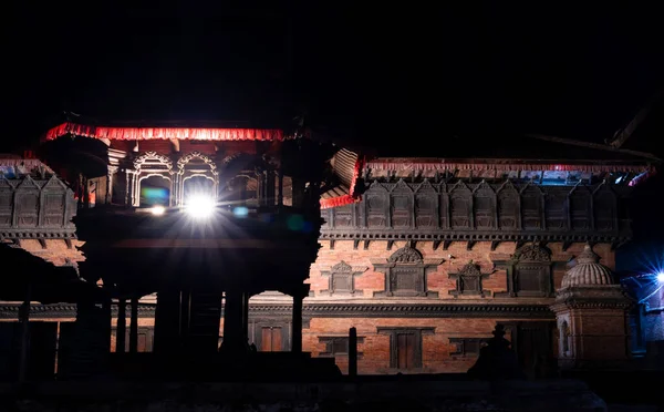 Bhaktapur Durbar Náměstí Noci Náměstí Bhaktapur Durbar Umístěno Seznamu Světového — Stock fotografie