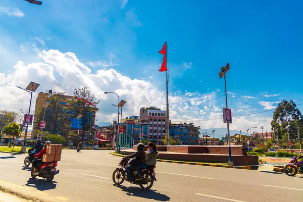 Kathmandu Nepal Marzo 2020 Busy Street Kathmandu Veicoli Movimento Sulla — Foto Stock