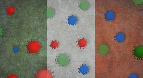 Dirty Flag Italy Infecté Par Virus Concept Épidémie Virus Italie — Photo