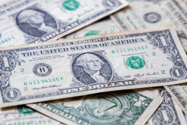 Yakın plan ABD 1 Dolarlık Para Bankası Notları. seçici odak