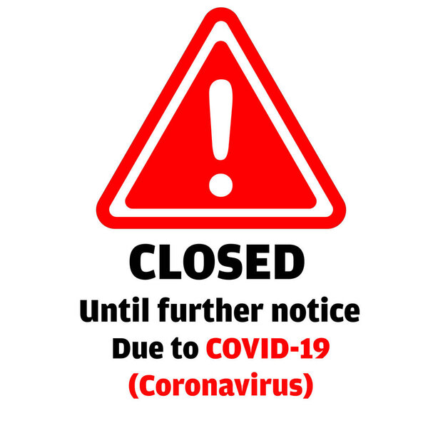 Сообщение о закрытии из-за коронавируса COVID-19
