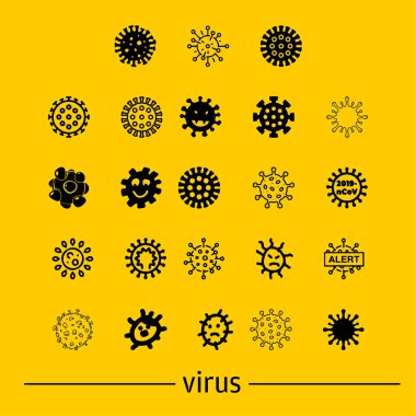 Virüs Şekilleri Simge Paket Vektörü Resimlemesi
