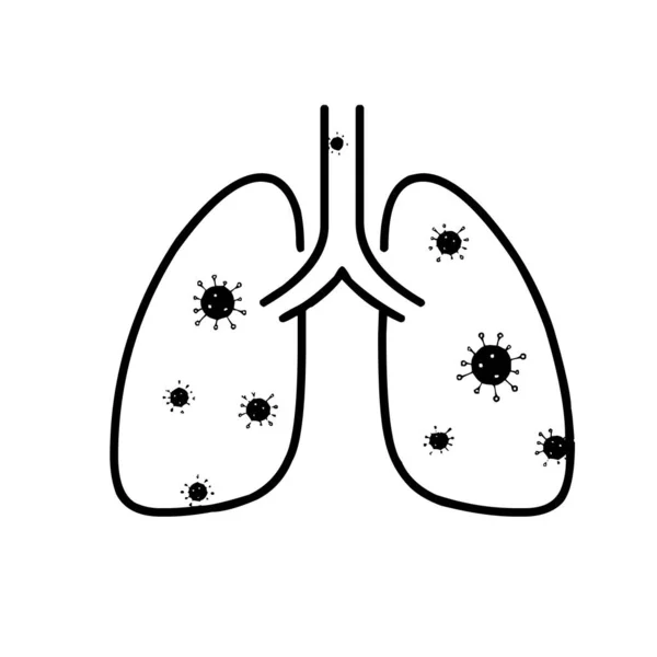 Pulmones Infectados Con Virus Icono Vector Ilustración — Vector de stock