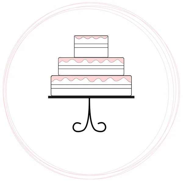Cake White Pink Cake Stand Banner Logo — Stock Vector